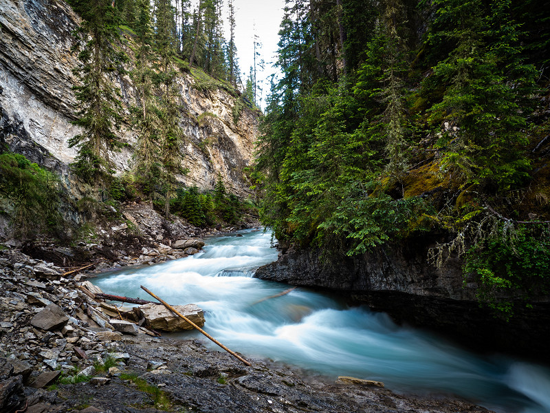 Rushing Rapids - The river running through Johnston Canyon, near Banff, Alberta, Canada