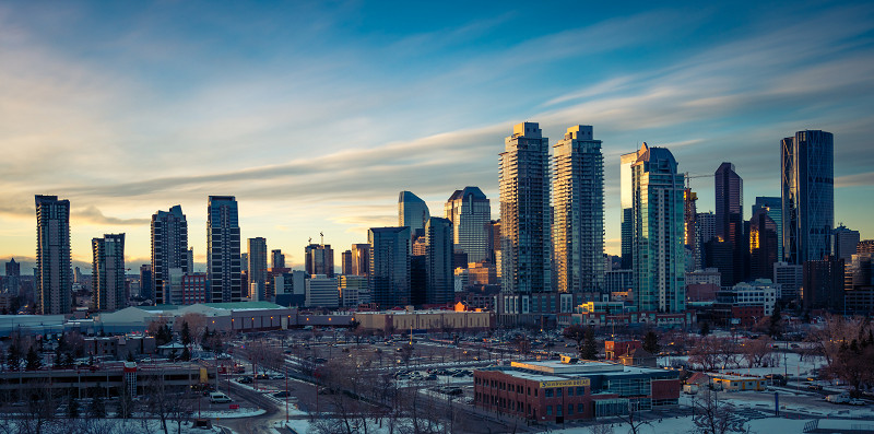The Skyline - Calgary, Alberta, Canada as the sun starts to go down